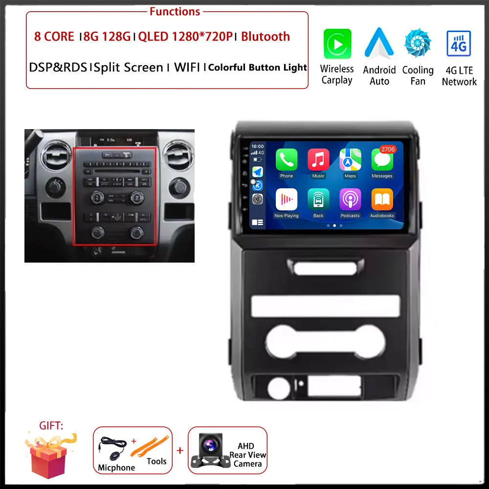 For Ford F150 P415 Raptor 2008 - 2014 Car FM/AM DSP 4G Android OS Carplay Auto WIFI  Radio Stereo Multimedia Player 2din BT 5.0