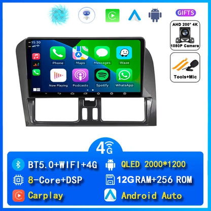 Android 15 Car Radio Wireless CarPlay Android Auto Radio For Volvo XC60 2007 2010 2013 2014 2017 4G Car Multimedia GPS Autoradio