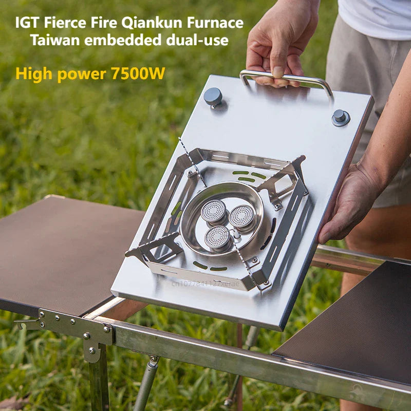 Outdoor stove IGT table gas stove, portable folding stove, multifunctional high-power high flame stove for camping and travel