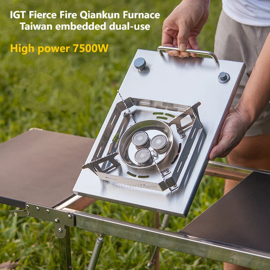 Outdoor stove IGT table gas stove, portable folding stove, multifunctional high-power high flame stove for camping and travel