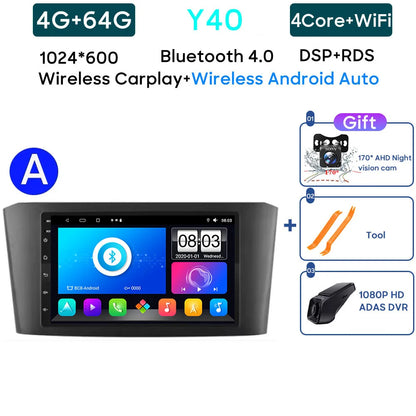 Car Radio Android 13 For Toyota Avensis T25 2002-2008 Carplay Navigation GPS Stereo Android Auto Screen No 2din DVD 5G Wifi Head