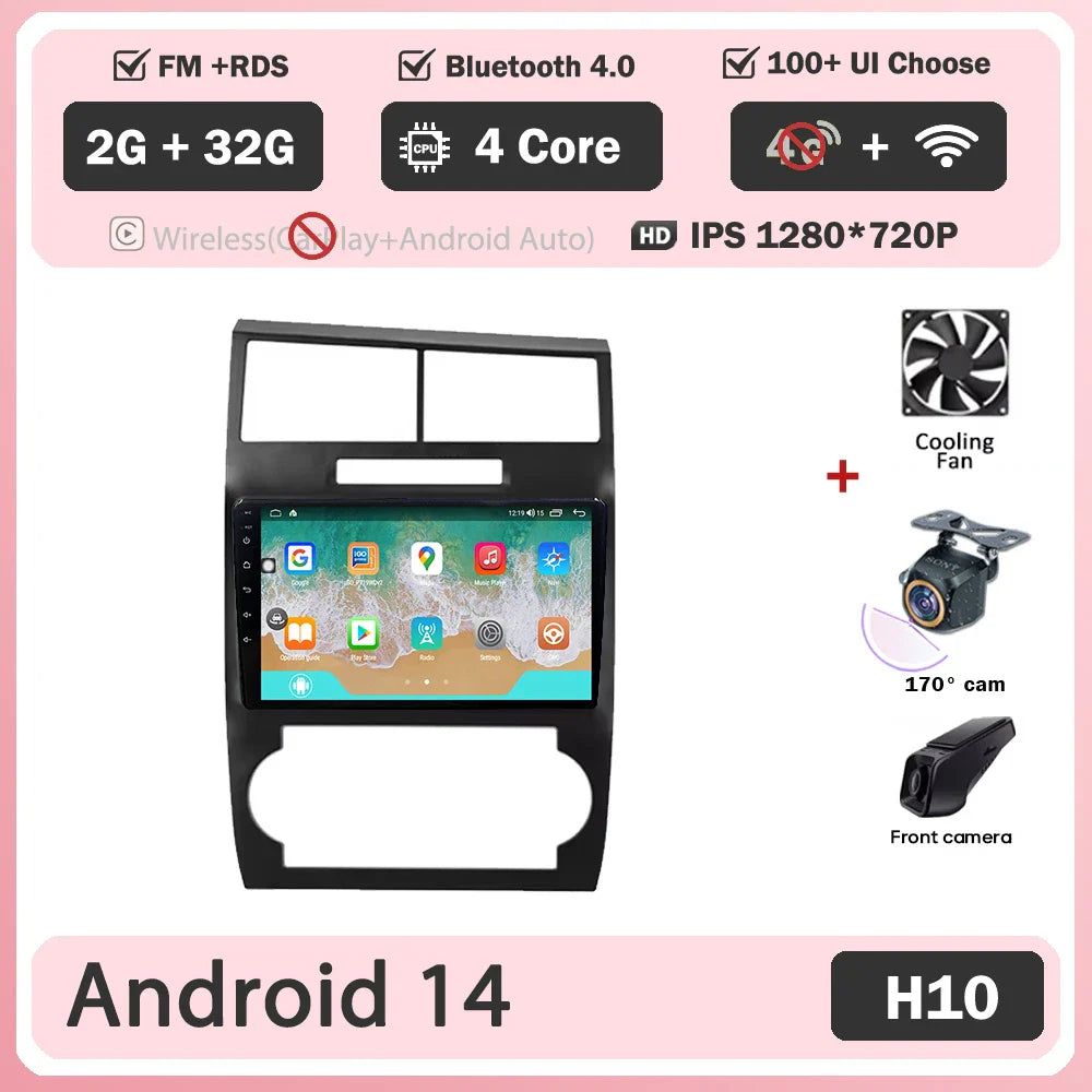 Android 14 For Dodge Charger LX 2005 - 2010 For Dodge Magnum 2 2003 - 2007 Car Radio Multimedia Video Player Navigation stereo