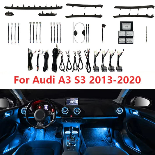 21 in 1 Ambient Lighting Car Kit For Audi A3 2013-2020 without Air Vent Dashboard Door Decoration Atmosphere Lamp by APP Control