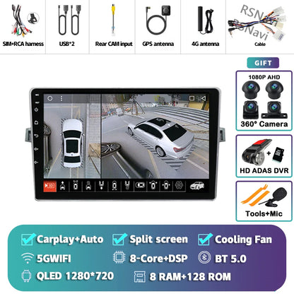 Android 14 Car radio Navigation Multimedia Player For Toyota Verso 2010 2011 2012 2013 2014 2015 2016 Carplay Auto Stereo video