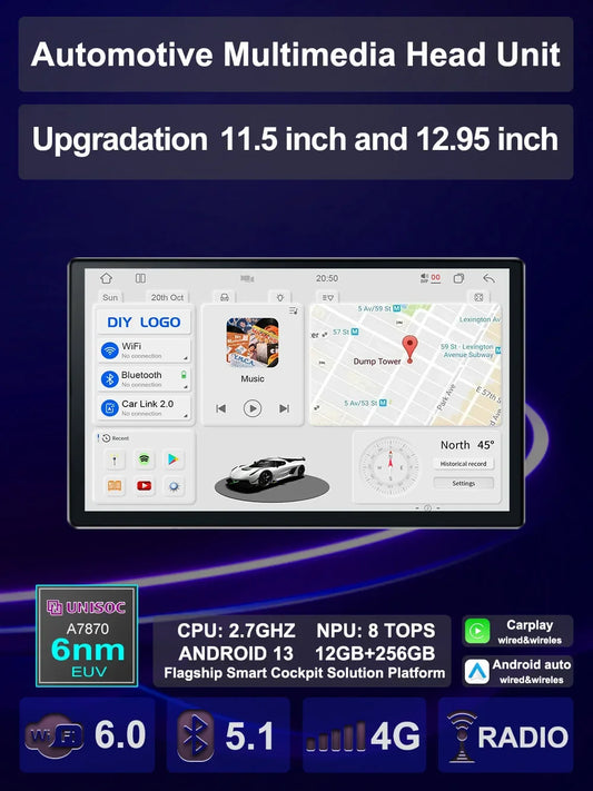 Upgradation UIS 7870 Android 11 13 inch Car Multimedia AI Voice mp5 Palyer gps navigation Carplay Auto Stereo Radio Head Unit