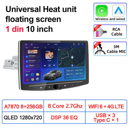 VATAV Android 13 1Din Floating screen Universal Multimedia AI voice Carplay Auto Stereo Radio Palyer Head Unit For Toyota Nissan