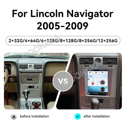 9.7" T-Style Radio For Lincoln Navigator 2005-2013 Android 14 8+256GB Vertical Screen Car Stereo Navigation GPS/DSP/CarPlay Unit