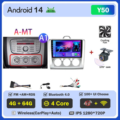 2din Android 14 Carplay Radio For ford focus 2 3 Mk2 Mk3 2004-2011 Automotive Car Multimedia GPS Autoradio 8 Core Wifi DSP BT