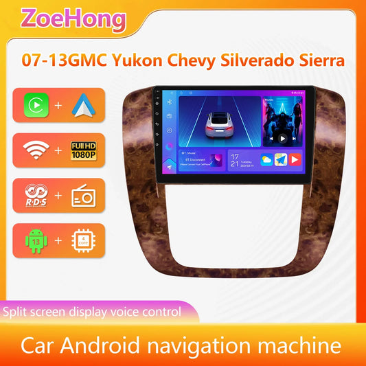 Wireless Carplay Multimedia Radio Video Player GPS Navigation For 2007-2013 GMC Yukon Chevrolet Tahoe Suburban Silverado Sierra