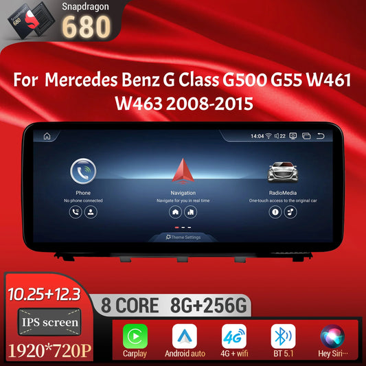 Car Radio For Mercedes Benz G Class G500 G55 W461 W463 2008-2015 Android 14 Wireless BT Carplay Snapdragon 680 Head Unit Screen