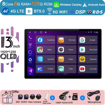 13.3 inch Android 14 Carplay Auto For Jeep Wrangler 3 JK 2011 2012 2013 2018 Car Radio Player Multimedia srereo Navigation BT