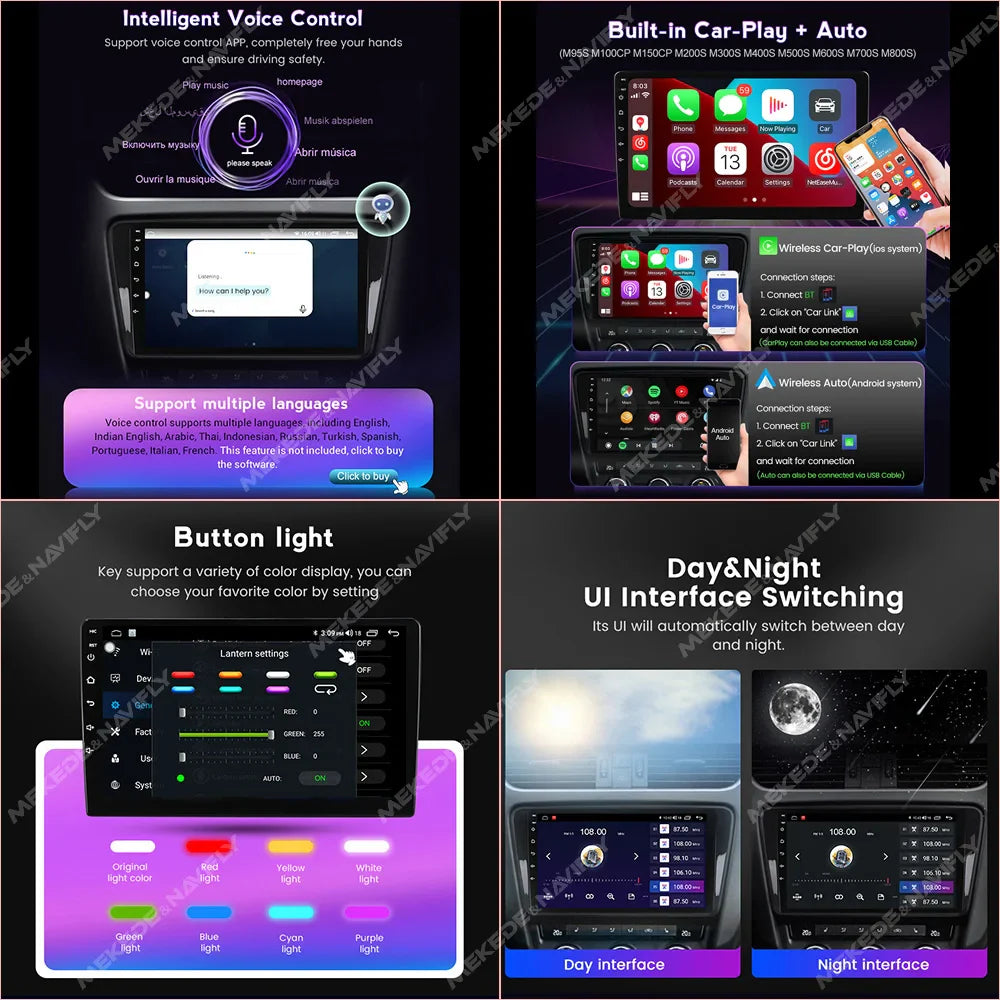Navifly 7862S Android All In One Universal 9" 10" Car Radio Multimedia Video Player GPS Stereo For Volkswagen Nissan Hyundai Kia