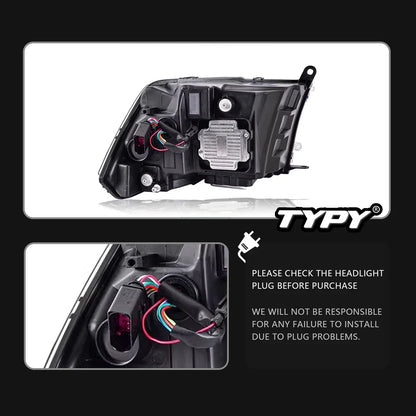 TYPY Car For Dodge RAM 1500 Headlight 2009-2019 Upgrade Modified to New DRL Dynamic Turn Signal LED Headlight Auto Accessories