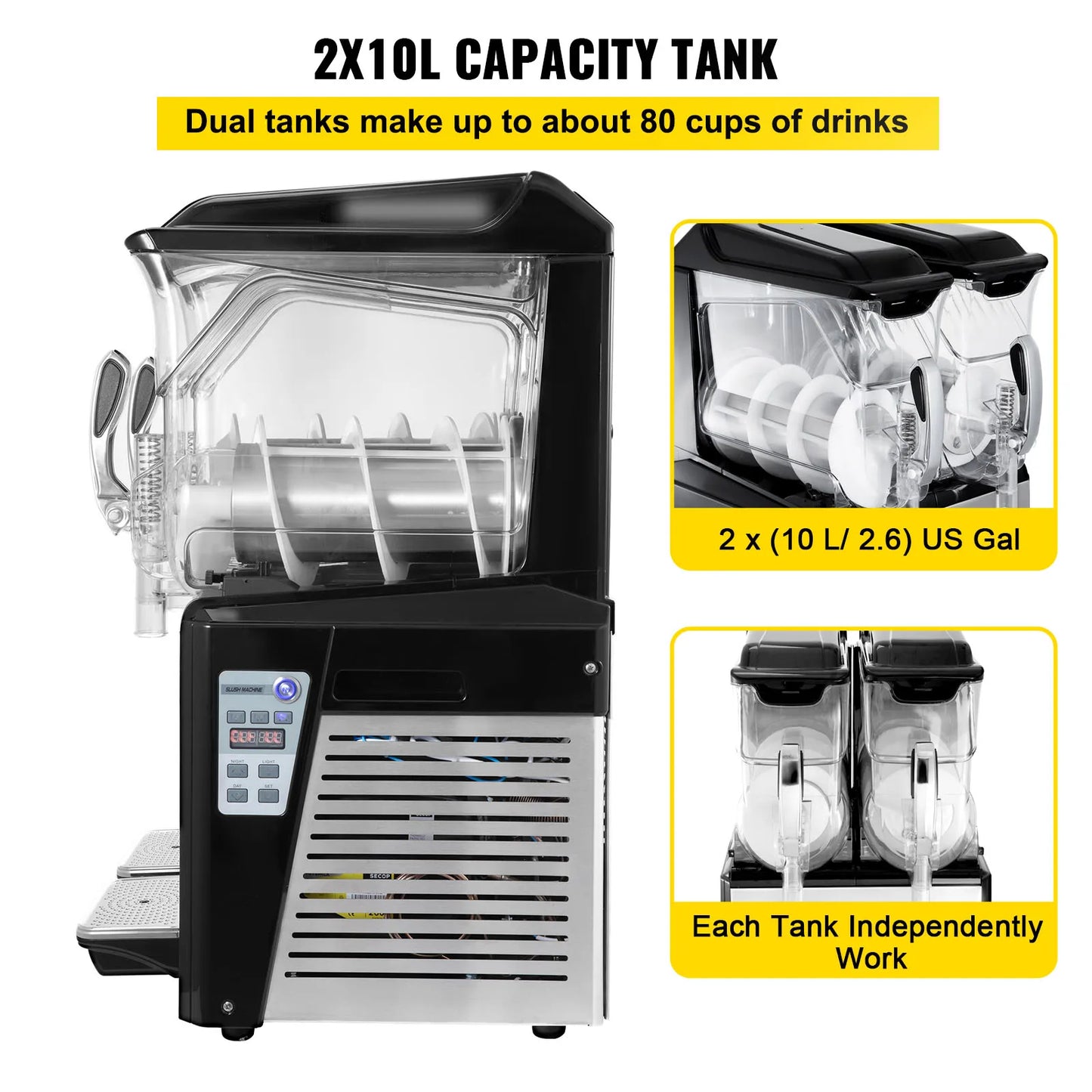 VEVOR 10L 20L 30L Slushie Machine Commercial Ice-Cool Juice Smoothie Slush Maker Frozen Drink Dispenser Vending Machine for Home