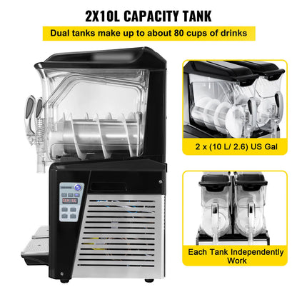 VEVOR 10L 20L 30L Slushie Machine Commercial Ice-Cool Juice Smoothie Slush Maker Frozen Drink Dispenser Vending Machine for Home