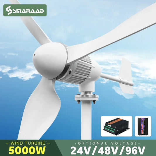 5000w 2kw Horizontal Wind Turbine Generator 96V 48V 24V Free Energy Magnetic Dynamo Strong Power 220v Inverter Output For Home power tools