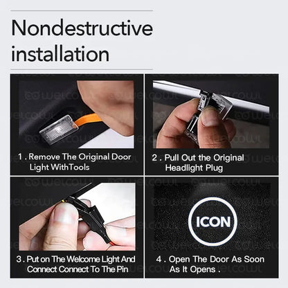 2pcs Car Door Light Customized Icon For Cayenne Macan 911 Boxster 718 Taycan Panamera HD Laser Led Welcome Lamp Accessories