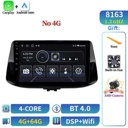 For Hyundai i30 2017 2018 CarPlay Car Radio Multimedia Player Navigation Wireless BT Carplay Android 14 Stereo 2K QLED Screen