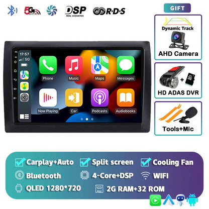 Android 14 For Fiat Stilo 2001 - 2010 2K QLED Android Car Radio Multimedia Video Player GPS AI Voice CarPlay 4G Stereo Head Unit