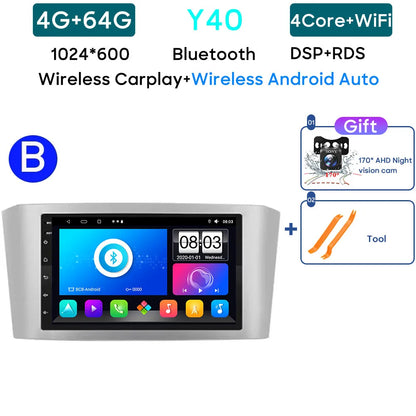 Car Radio Android 13 For Toyota Avensis T25 2002-2008 Carplay Navigation GPS Stereo Android Auto Screen No 2din DVD 5G Wifi Head