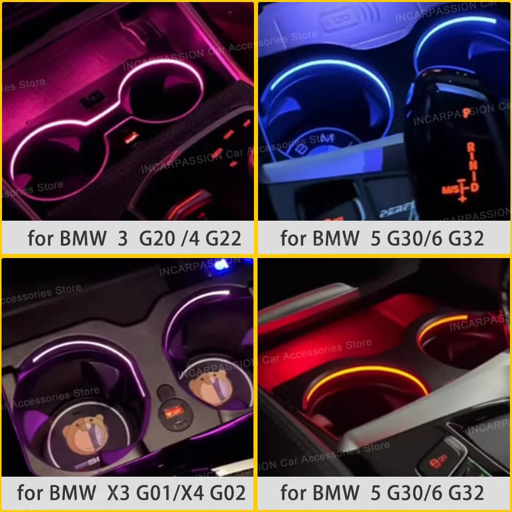Cup holder ambient light for BMW 3 G20 4 G22 5 G30 6 G32 X3 G01 X4 G02 X5 G05 X6 G06 X7 G07