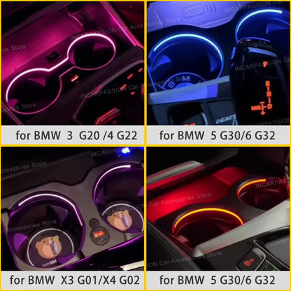 Cup holder ambient light for BMW 3 G20 4 G22 5 G30 6 G32 X3 G01 X4 G02 X5 G05 X6 G06 X7 G07