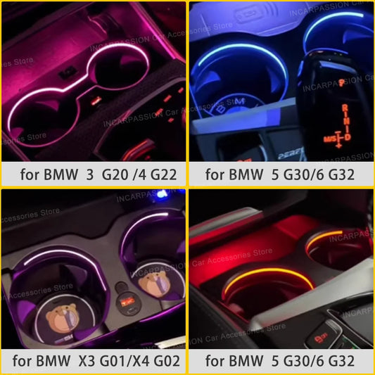 Cup holder ambient light for BMW 3 G20 4 G22 5 G30 6 G32 X3 G01 X4 G02 X5 G05 X6 G06 X7 G07