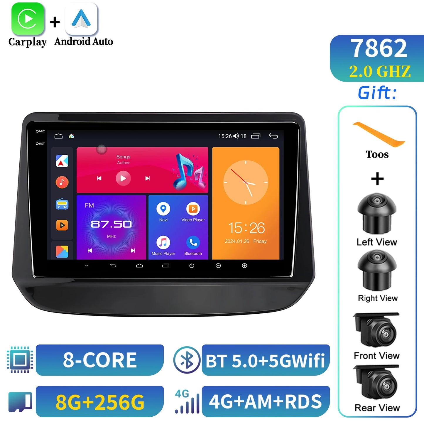 Android 14 Car Radio For Holden Chevrolet Onix Cavalier 2020 2021 Multimedia Wireless BT Carplay Navigation 7862 2K QLED Screen