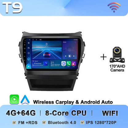 Car Multimedia Video Radio Player For Hyundai Santa Fe IX45 2013 - 2017 Wireless Android Auto CarPlay 8 Core GPS Navigation BT