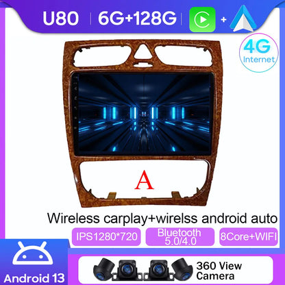 Android 14 wifi+4G Carplay BT Car Radio For Benz W203 W209 C180 C200 C220 C230 2004-2011 Navigation GPS Video Player Multimedia