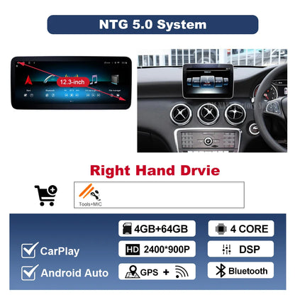 Wireless CarPlay Android Auto For Benz A Class 2013-2018 GLA Class 2015-2019 Navigation GPS Multimedia Display Head Unit BT DSP