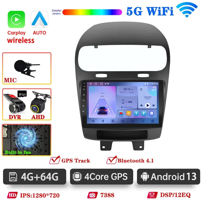 Android 14 Car Radio For Dodge Journey For Fiat Freemont 2012-2020 CarPlay Auto WiFi 5 4G Car Multimedia GPS DVR autorad