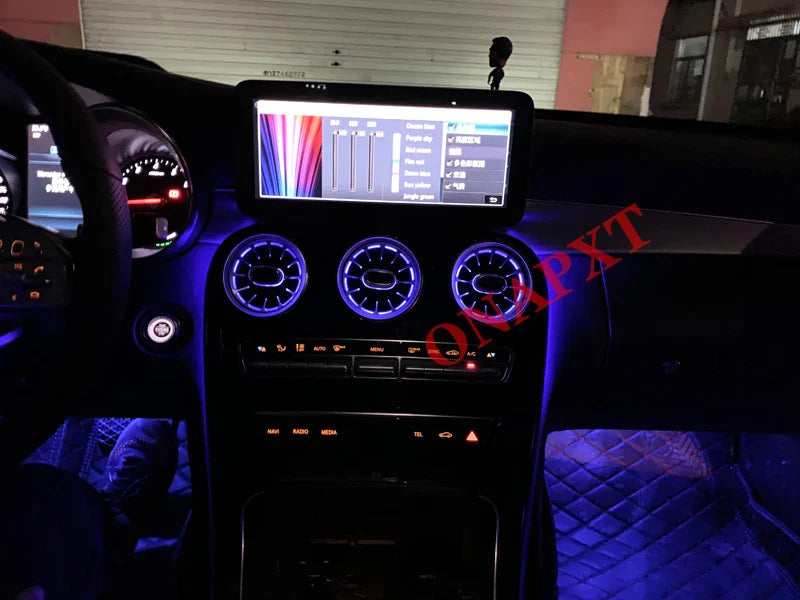 LED For Benz C/GLC Coupe W205 X253 C43 C63 C200 C180 Car Decorative Lamp MB Nozzle Air Vent 3D Tweeter Speaker Ambient Light
