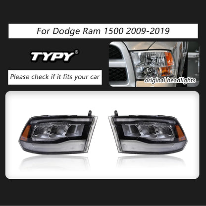 LED Headlight Assembly For Dodge Ram 1500 2009-2019 Car LED Lights Headlamps DRL Daytime Running Light Turn Signal, 1 Set