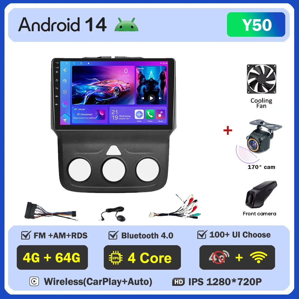 For Dodge Ram 1500 2500 3500 (2013-2019) Carplay Auto Screen Wireless Android Auto Car Intelligent Systems AutoMotive 8 Core DSP