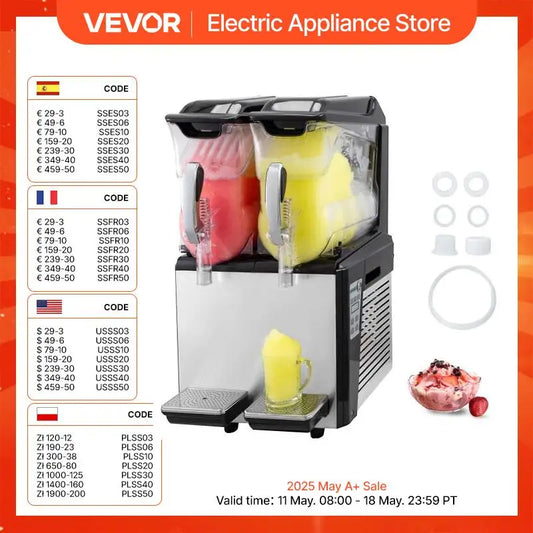 VEVOR 10L 20L 30L Slushie Machine Commercial Ice-Cool Juice Smoothie Slush Maker Frozen Drink Dispenser Vending Machine for Home