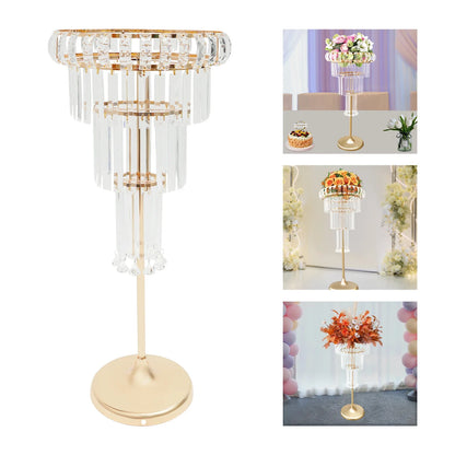 4-Tier Wedding Flower Stand - Flower Stand with Acrylic Pendants for Wedding Party Centerpieces Decor