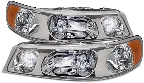 Headlight Set Compatible with Lincoln Town Car 98-02 Halogen With Performance Lens Passenger and Driver Side