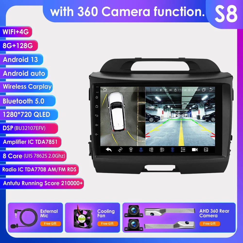Hizpo Android 13 Car Radio GPS For KIA Sportage 3 2010 2011-2016 Multimedia Video Player 2din Navigation AUTO Stereo Head Unit