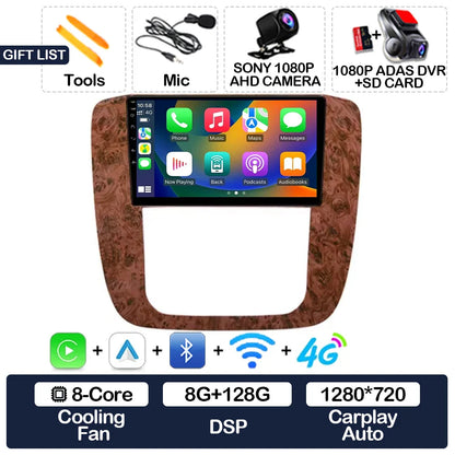 Android 15 Carplay Auto Car Radio For GMC Yukon Chevrolet Tahoe Suburban 2008 - 2012 Multimedia Stereo Video Player NAVI GPS 4G