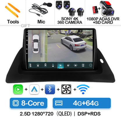 Android 14 Wireless Carplay Auto For Renault Kangoo 2 2009 - 2018 Car Radio Multimedia Stereo Video Player QLED GPS NAVI 4G WIFI