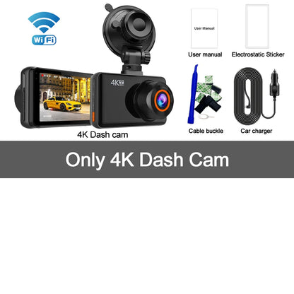 Soam 4K Dash Cam for Cars Front and Rear Camera Car Dvr WIFI Car Camera for Vehicle Video Recorder Rear View Camera Parking Mode