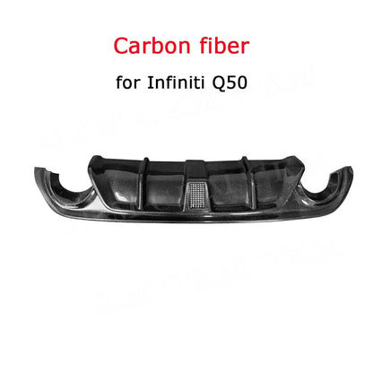 for Infiniti Q50 Q50S 2014-2017 Carbon Fiber Rear Bumper Diffuser Lip Spoiler Rear Diffuser with Brake Light