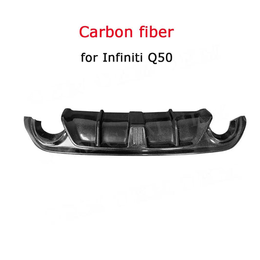 for Infiniti Q50 Q50S 2014-2017 Carbon Fiber Rear Bumper Diffuser Lip Spoiler Rear Diffuser with Brake Light