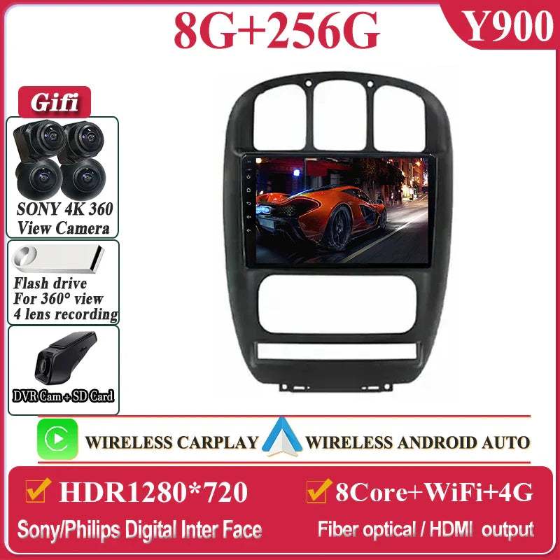 Auto Radio Android 14 For Dodge Caravan 4 For Chrysler Grand Voyager RS 2000 - 2012 Car Multimedia Player Navigation Screen DVD