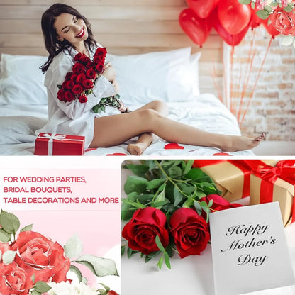 500 Pcs Artificial Silk Roses Flowers with Long Stem Bridal Wedding Bouquet for Garden Home Party Gifts Favor Decoration