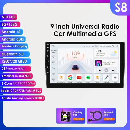 Hizpo Universal Car Radio 2Din 9" 10" 10.33" Android Auto Multimedia GPS CarPlay For Toyota Volkswagen Hyundai Kia Nissan Honda