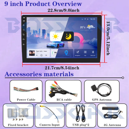BOSSCAR 9" Car Radio For Hyundai Verna Accent Solaris 2010-2016 2Din Android Car Stereo DVD GPS Navigation Player QLED Carplay