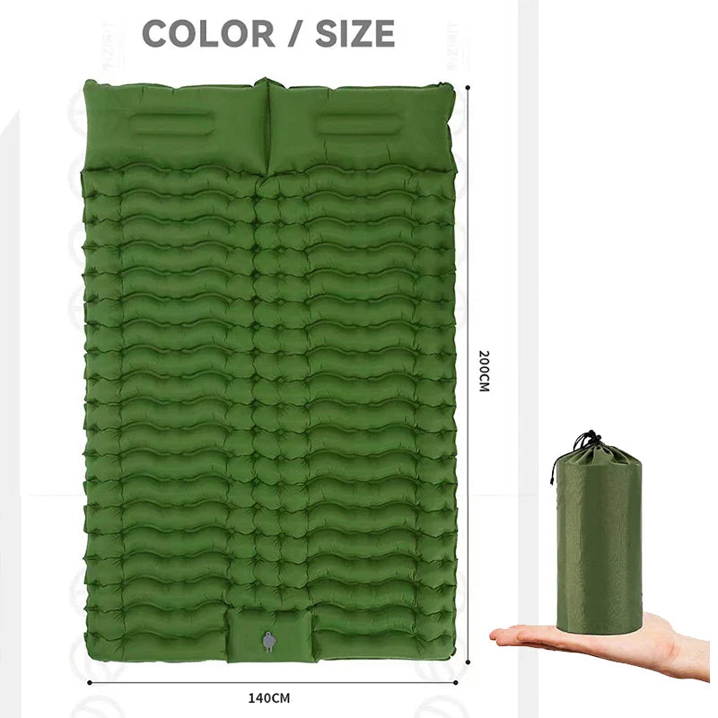 Inflatable Mattress with Built-in Pillow Pump 200x140cm Outdoor Sleeping Bed Vehicle Inflatable Cushion for Summer Beach Mat