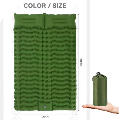 Inflatable Mattress with Built-in Pillow Pump 200x140cm Outdoor Sleeping Bed Vehicle Inflatable Cushion for Summer Beach Mat